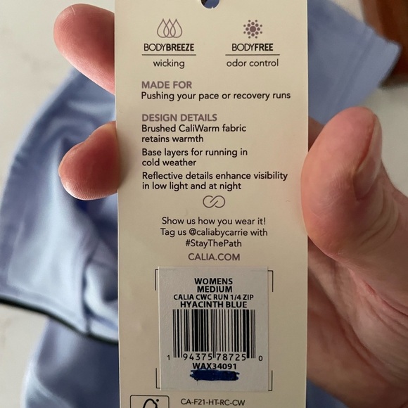 CALIA by Carrie Underwood Womens Run 1/4 Zip Activewear Top Sky Blue Medium NWT - Picture 11 of 11